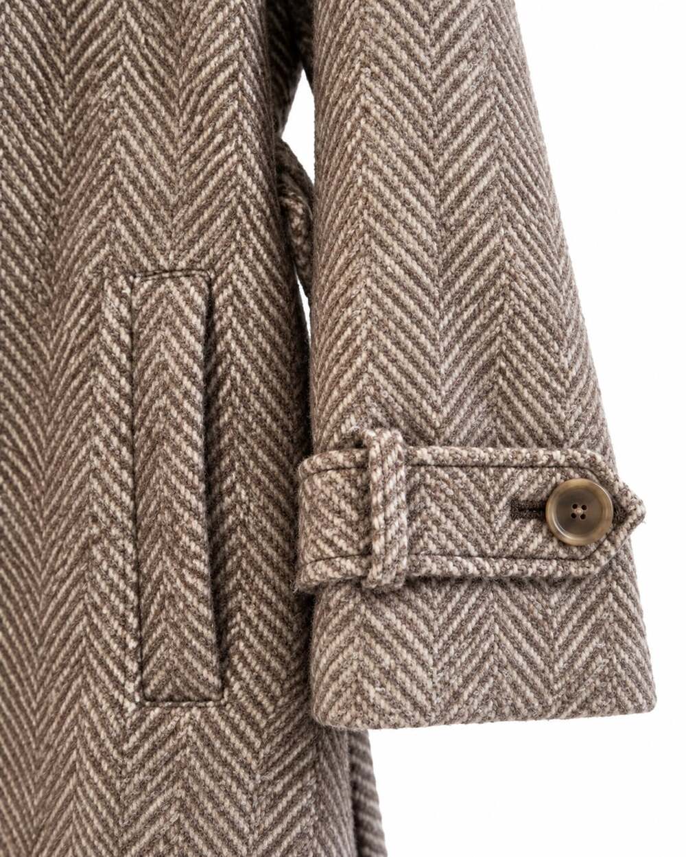 Abercrombie & Fitch Carrie Wool Blend Trench Coat Brown Herringbone Winter Coat - Picture 8 of 10